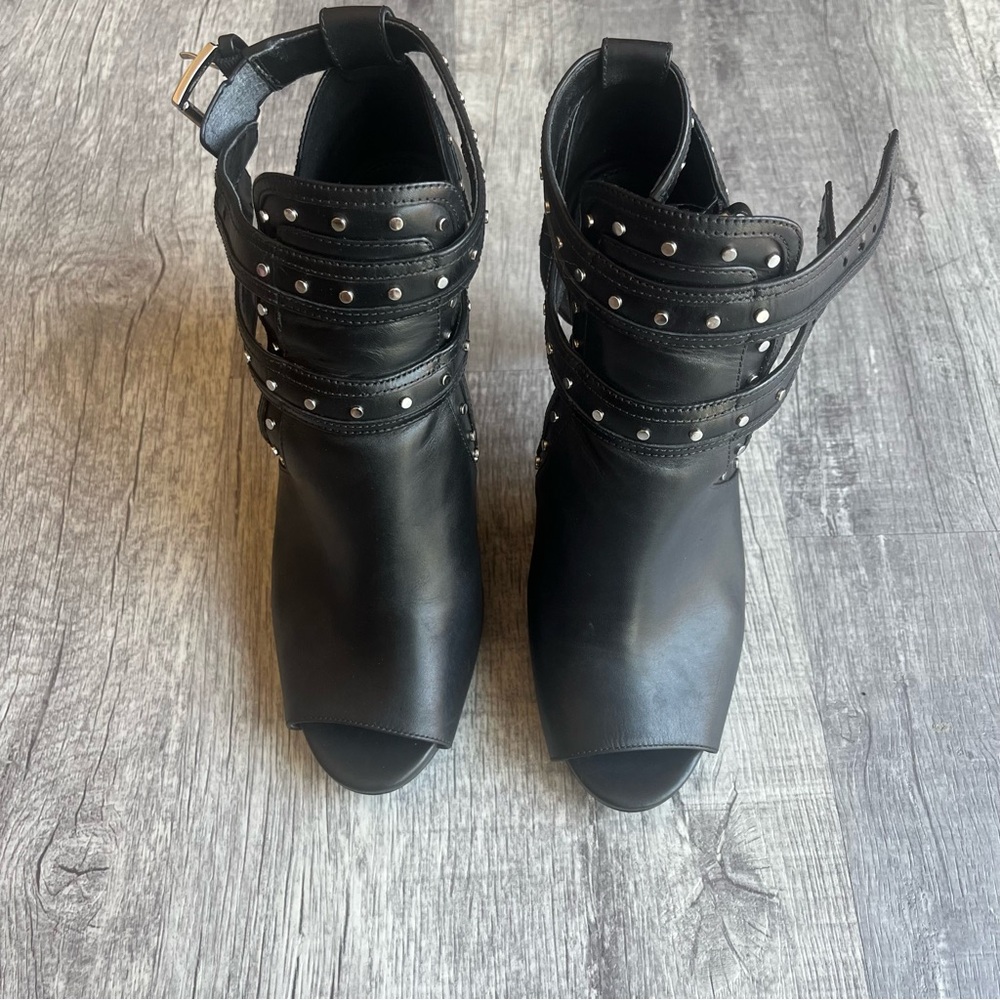 MICHAEL KORS Blaze Open-Toe Black Leather Booties ! - Picture 2 of 8